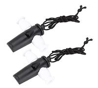2Pcs Samba Whistle Flute Pipe ABS Musical Instrument Toy with Nylon Rope for Kids Children Black White Easy Play Small Size