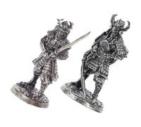 2pcs Samurai Ornament Bronze Statue Miniature Copper Home Decor Accent