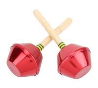 2Pcs Sand Hammer Percussion Instrument, Orff Preschool Musical Toy, Aluminum Shaker with Solid Beech Handle for Kids, Loud Sound Sensory Music Maker in Assorted Colors (Red)
