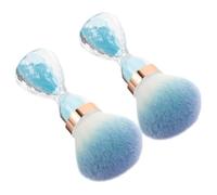 2pcs Sand Timer Shaped Nail Dust Brush for Manicure Cleaning and Removal | Plastic Sand Fiber Build, Lightweight Gentle Care, Large Head Design, Sky Blue Finish for Nail Art Tasks
