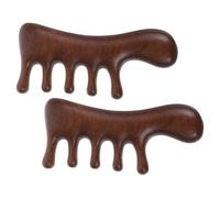 2pcs Sandalwood Scalp Massage Wide Tooth Comb Detangler Brown | Wooden Hair Styling Tool, No Static Finish, Wear Resistant Build, Suitable for Birthdays and Weddings