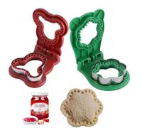 2pcs Sandwich Cutter and Sealer for Kids,DIY Decruster Pocket Sandwiches,Uncrustable Sandwich Cutter-Sandwich Maker for Lunchbox and Bento Box (Round Orange+ Mouse Green) (Flower Green+Mouse Red)