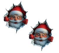 2PCS Santa Claus Wall Sticker, Christmas Self-Adhesive Wall Sticker with 3D Wall-Breaking Effect, 2026 Christmas Toilet Stickers Decoration for Xmas Party Kitchen Living Room Bathroom