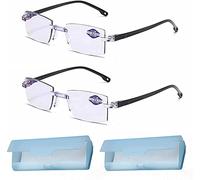 2pcs Sapphire High Hardness Anti-Blue Progressive Far And Near Dual-Use Reading Glasses For Men Women, Anti Blue Ray Reading Glasses (+3.50/Over 65 Year Of Age)