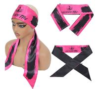 2Pcs Satin Edge Laying Scarf Scarves for Women's Lace Front Wig Non Slip Wigs Grip Band for Yoga, Makeup,Facial, Sport .One side black, One side brand pattern.Length 60 inch, Width 3.75 inch