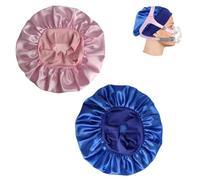 2Pcs Satin Headgear Strap Covers for Oxygen Machine Users, Sleep Hair Protector Cap for Women to Prevent Tangles &Frizzy,Elastic Hair Cover Bonnet, Oxygen Accessories(Blue&Pink)