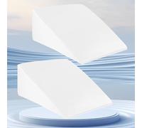 2PCS Satin Wedge Pillowcase, Silky Wedge Pillow Cover with Hidden Zipper Fits Most Size Sleep Bed Wedges【Pillow NOT Include】 (White, 24.5x24.5x12.5 Inch)