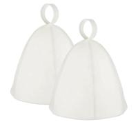 2Pcs Sauna Hat Wool Water Absorption Heat Insulation Felt Bath Cap Bathroom Accessories for Sauna(White)