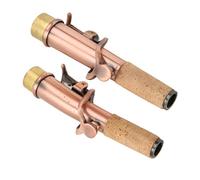 2Pcs Saxophone Neck, Metal Straight Curved Accessory Brass Cork Wood Replacement Set Kit for SopranoCyan Antique Soprano Saxophone (Reddish Antique)