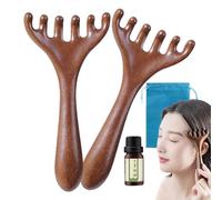2Pcs Scalp Massager Comb with Oil & Storage Bag, Six-Claw Meridian Massage Comb, Wooden Scalp Massage Combs, Manual GuaSh a Drainages Massager Tool