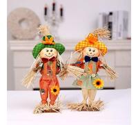 2pcs Scarecrow Autumn Decorations, 13.8 Inch Standing Autumn Scarecrow Thanksgiving Figures For Indoor Outdoor Table Home Decor