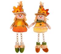 2pcs Scarecrow Doll with Light, 15 Inch Standing Scarecrow Plush Toy with Adjustable Legs and Hat, Fall Scarecrows Decorations for Autumn, Thanksgiving, Harvest