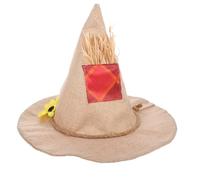 2pcs Scarecrow Witch Hat Decoration for Halloween Season Cosplay Party | Burlap, Straw and Linen Textures, Pointed Wizard Shape, Breathable Comfort, Fall Themed Accessory