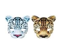 2PCS Scary Animal Masks Creepy Halloween Horror Leopard Tiger Mask Scary Ugly Tiger Leopard Half Face Cover Halloween Cosplay Props Funny Costume Fancy Dress Accessory for Carnival Prom Dancing Party