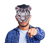 2PCS Scary Animal Masks Creepy Halloween Horror Leopard Tiger Mask Scary Ugly Tiger Leopard Half Face Cover Halloween Cosplay Props Funny Costume Fancy Dress Accessory for Carnival Prom Dancing Party
