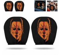 2Pcs Scary Face Car Headrest Covers Halloween Decorations Movie Role | Car Headrest Covers 26x28cm With Scary Face Print Stretchy Polyester Fabric for Halloween Car Decorations Vehicle Accessories