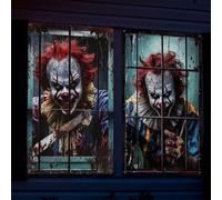 2PCS Scary Halloween Ghost Window Decorations - Horror Oxford Fabric Window Covers with Ropes, 47.2"x31.5" - Indoor/Outdoor Haunted House & Party Decor, Fade-Proof & Easy Install(B)