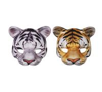 2Pcs Scary Tiger Mask Cosplay Funny Horror Full Face Tiger Mask for Men Women Girls Boys Halloween Festival Fancy Dress Prank Trick Awful Adults Cosplay Props Toys Novelty Plastic Headwear