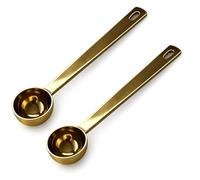2PCS Scoop Gold Finished Stainless Steel Measuring Spoon, Precision 5g Measuring Spoon, Durable Protein Scoop and 5ml Spoon for Daily, Kitchen Use