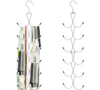 2Pcs Scraf Hanger Scarf Organiser with 12 Hooks Holds up to 20lbs Scraf Storage Rack 360°Rotating Tie Hanger Space Save Foldable Purse Hanger for Closet Scarves Shawl Belt Baseball Cap (Silver)
