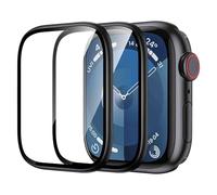 2PCS Screen Protector for Apple Watch 44mm Series Se2/Se/6/5/4,Protective Cover Tempered Glass with Aluminum Alloy Frame,Scratch-Resistant Full Coverage for Iwatch 44mm,Black,Bubble-Free,Ultra Clear