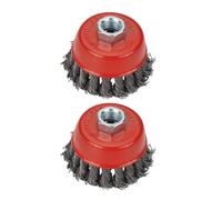 2pcs Screw Twist Knot Wire Wheel Cup Brush for Angle Grinder Steel Wire & Alloy Metals Twisted & Crimped Wire Brushes(75mm 100mm,M14)