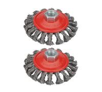 2pcs Screw Twist Knot Wire Wheel Cup Brush for Angle Grinder Steel Wire & Alloy Metals Twisted & Crimped Wire Brushes(75mm 100mm,M14)