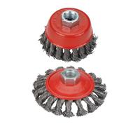 2pcs Screw Twist Knot Wire Wheel Cup Brush for Angle Grinder Steel Wire & Alloy Metals Twisted & Crimped Wire Brushes(75mm 100mm,M14)