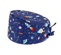 2Pcs Scrub Caps, Surgical Women Cartoon Print Chemo Working Cap Adjustable Cotton Scrub Hat for Chef Work Medical Adult Women Men