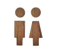 2pcs/se Solid Wood Bathroom Door Signs Antique Toilet Decoration WC Sign Plate Self-adhesive(Color 1)