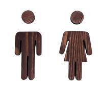 2pcs/se Solid Wood Bathroom Door Signs Antique Toilet Decoration WC Sign Plate Self-adhesive For Restroom, Bathroom Door And Wall(Color 6)