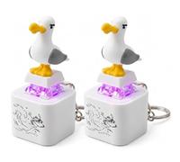 2PCS Seagull Mine Button Keychain,Keyring with Seagull Sound,Seagull Mine Sound Button Keychain,Mine Little Bird Voice-Activated Light-Up Electronic Keychain Rechargeable Fidget Clicker for Adult