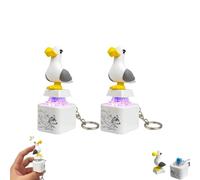 2PCS Seagull Mine Sound Button Keychain,Rechargeable Fidget Clicker With Real Sound & LED Light,Mine Little Bird Voice- Interactive Desk Stress Relief Toy Gifts For Adults(2pcs)