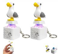 2PCS Seagull Mine Sound Button Keychain,Rechargeable Fidget Clicker With Real Sound & LED Light,Mine Little Bird Voice- Interactive Desk Stress Relief Toy Gifts For Adults(A)