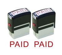 2PCS Seal Self Inking Rubber Stamp - Refillable Red Ink Preinstalled, Paid Stamp for Work Document Notice, A/id Sta/mp with Date, Custom Name & Date Sta/mp for Clothes, Uniform, Labels (Black)