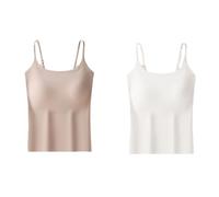 2PCS Seamless Spaghetti Camisole Top Thin Fixed Cup Breathable Women Camisole 7 M