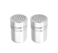 2PCS Seasoning Bottle, 8.7 * 6.8 * 6.8cm Stainless Steel Icing Sugar Shaker Salt and Pepper Shaker Spice Jar Metal Dredge Shaker with Large Holes(L)