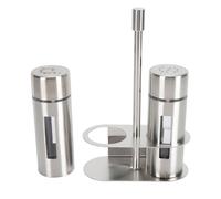 2PCS Seasoning Containers, Stainless Steel Condiment Pot Seasoning Dispenser with Base Stand for Salt Sugar Home Kitchen Countertop, BBQ, Bar, Rv, Camp (Large)