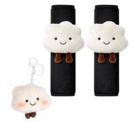 2PCS Seat Belt Covers and 1PCS Cloud Keychain, Black Cloud Design Seat Belt Pads, Seatbelt Covers, Comfortable Car Seatbelt Pads for Daily Driving