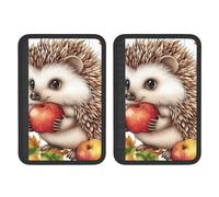 2PCS Seat Belt Covers Soft Comfortable Shoulder Strap Pads, Cute Hedgehogs Eat Apple Animal Pattern Universal Car Accessories Seat Belt Pad for Car Truck