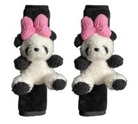 2Pcs Seatbelt Covers Cute Fluffy Cartoon Panda Car Seat Belt Cover with Bow Shoulder Pad Neck Cushion Protector for Car Accessories Seat Strap Pads
