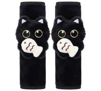2Pcs Seatbelt Covers for Kids, Cute Black Cat Seatbelt Covers, Soft Plush Car Seat Strap Pads, Cushion, Car Seat Strap Pads, White