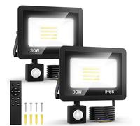 2Pcs Security Lights Motion Sensor, 30W PIR Security Light 3000LM LED Outdoor Floodlight Mains Powered-Flood & Spot Lighting, IP65 Waterproof Spotlight for Garden Garage Patio Backyard Rooftop