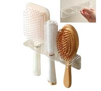2Pcs Self-Adhesive Acrylic Hair Brush Holder, Wall Mounted Hair Comb Organizer, No Nails/Drilling White Acrylic Hot Tool Holder, Bathroom Accessories for Hair Brush, Curling Wand, Hair Straighteners