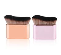 2pcs Self Brushes, Liquid Foundation for Kabuki Self Brush Applicator Body Makeup Brushes for Self Body Face (Rose Pink, Gold)