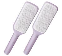 2Pcs Self Cleaning Hair Brush One-Click Anti-Static Retractable Hair Brush with Rotating Handle, Hair Brush for Effortless Hair Removal and Cleaning, Violet