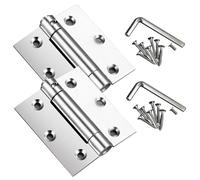 2Pcs Self Closing Door Hinges, 3 Inch Stainless Steel Sturdy Spring Hinge with Mounting Screwdriver Hardware for Left and Right Hand Door