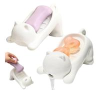 2PCS Self Draining Cat Soap Dish, Cute Cat Soap Dish with Drainage Holes, Self-Draining Bar Soap Holder for Shower, Non-Slip Animal Decorative Soap Tray for Bathroom Kitchen