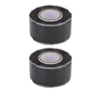 2pcs Self Fusing Tape Non Adhesive 0.98in X 9.84ft Water Proof Black Rubber Leak Proof Sealing Tape for Pipe