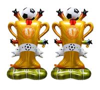 2Pcs Self Standing Soccer Balloons for Party Decorations, Big 83x153cm 5ft Football Champion Theme Aluminum Foil Standing Balloon with Green Field Base for Sports Events, Birthday
